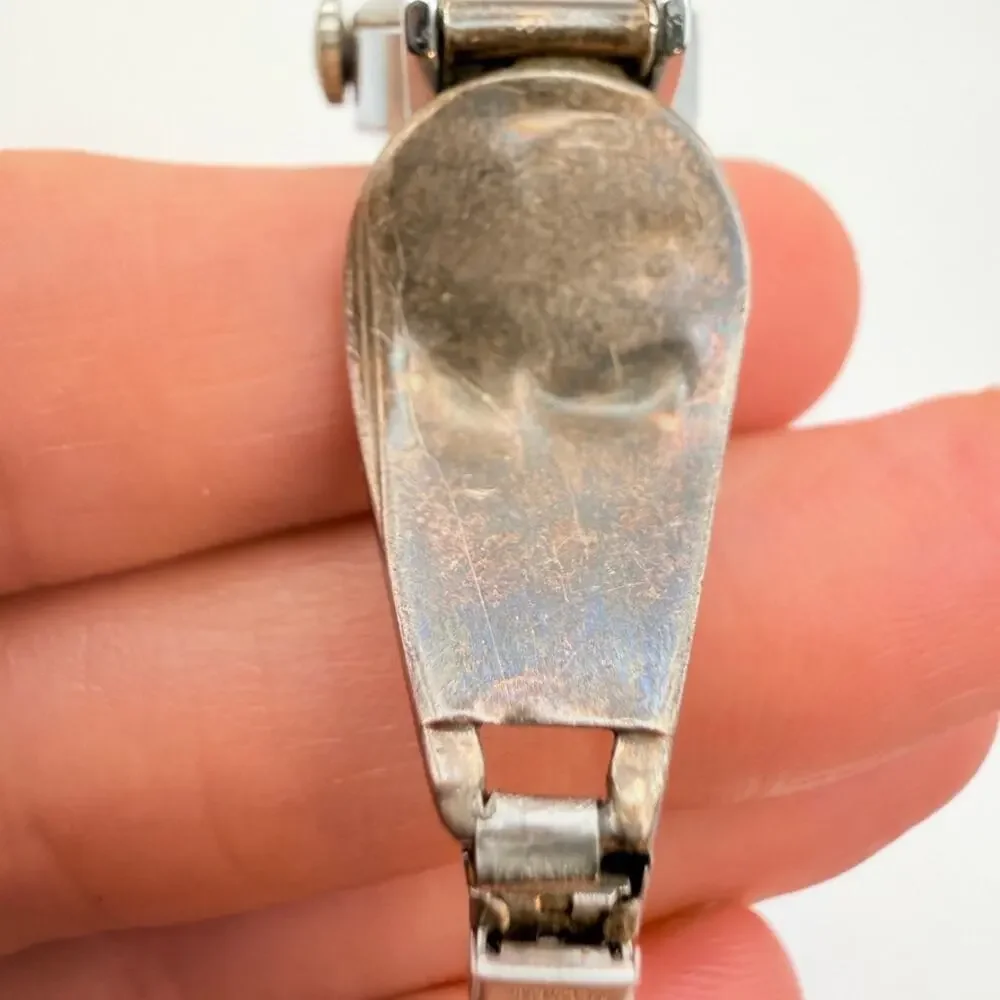 Vtg Old Pawn Sterling Silver Navajo Blue Green Turquoise Watch Band With Timex